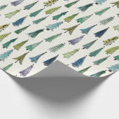 Moderne kerstbomen geïllustreerd patroon cadeaupapier (Hoek)