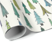 Moderne kerstbomen geïllustreerd patroon cadeaupapier (Rol Hoek)