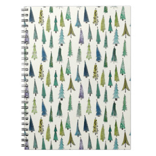 Moderne Kerstbomen Geïllustreerd Patroon Notitieboek