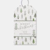 Moderne Kerstbomen GELUKKIG KERSTFEEST Lettertype Cadeaulabel (Voorkant)