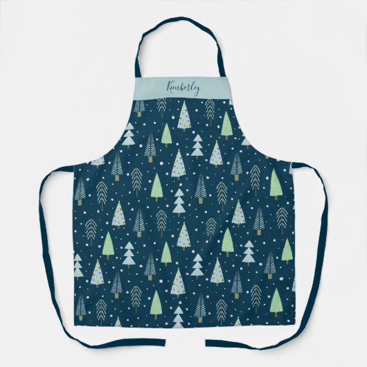 Moderne kerstbomen gepersonaliseerd schort (Voorkant)