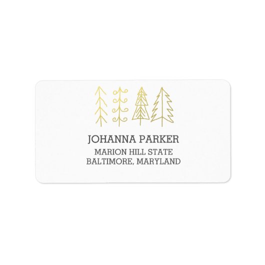 Moderne Kerstbomen Gouden Vakantie Etiket (Voorkant)