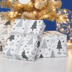 Moderne Kerstbomen Grijs Cadeaupapier