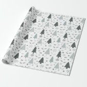 Moderne kerstbomen grijs cadeaupapier (Uitgerold)