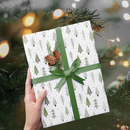 Moderne kerstbomen groen patroon cadeaupapier