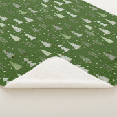Moderne kerstbomen groen patroon sherpa deken (3/4)