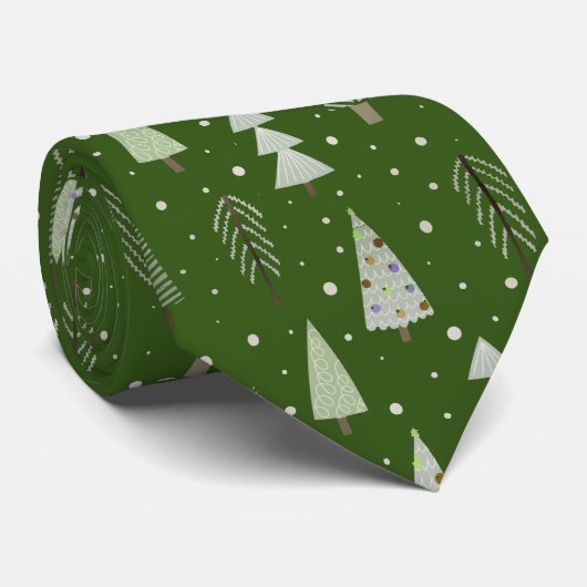 Moderne kerstbomen groen patroon stropdas (Opgerold)