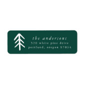 Moderne Kerstbomen Groen Vakantie Adres Label (Voorkant)