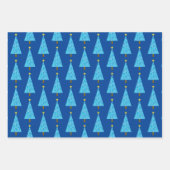 Moderne kerstbomen, koraal, blauw, bruin wikkelen inpakpapier vel (Voorkant 2)