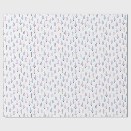 Moderne kerstbomen lavender Blue Pattern Cadeaupapier (Vlak)
