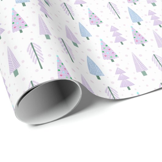 Moderne kerstbomen lavender Blue Pattern Cadeaupapier (Rol Hoek)