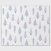 Moderne kerstbomen lavender Blue Pattern Cadeaupapier (Vlak)