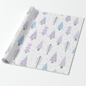 Moderne kerstbomen lavender Blue Pattern Cadeaupapier (Uitgerold)