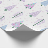 Moderne kerstbomen lavender Blue Pattern Cadeaupapier (Hoek)