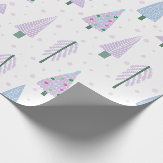 Moderne kerstbomen lavender Blue Pattern Cadeaupapier (Hoek)