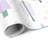 Moderne kerstbomen lavender Blue Pattern Cadeaupapier (Rol Hoek)