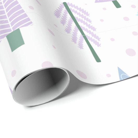 Moderne kerstbomen lavender Blue Pattern Cadeaupapier (Rol Hoek)