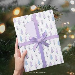 Moderne kerstbomen lavender Blue Pattern Cadeaupapier