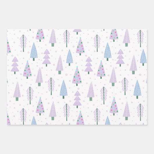 Moderne kerstbomen lavender Pattern Trio Inpakpapier Vel (Voorkant)