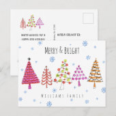 Moderne kerstbomen, Merry & Bright Feestdagenkaart (Voorkant / Achterkant)