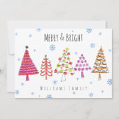 Moderne kerstbomen Merry & Bright Holiday Feestdagenkaart (Voorkant)