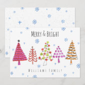 Moderne kerstbomen Merry & Bright Holiday Feestdagenkaart (Voorkant / Achterkant)