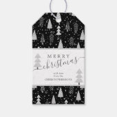 Moderne kerstbomen MERRY CHRISTMAS Script Cadeaulabel (Voorkant)