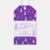 Moderne kerstbomen MERRY CHRISTMAS Script Cadeaulabel (Voorkant)