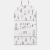 Moderne kerstbomen MERRY CHRISTMAS Script Cadeaulabel (Voorkant)