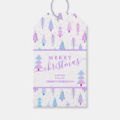 Moderne kerstbomen MERRY CHRISTMAS Script Cadeaulabel (Voorkant)