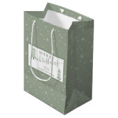 Moderne kerstbomen MERRY CHRISTMAS Script Medium Cadeauzakje (Voorkant Gekanteld)