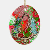 Moderne kerstbomen met fluïde kunst in landen keramisch ornament (Rechts)