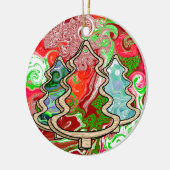 Moderne kerstbomen met fluïde kunst in landen keramisch ornament (Links)