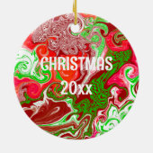 Moderne kerstbomen met fluïde kunst in landen keramisch ornament (Achterkant)