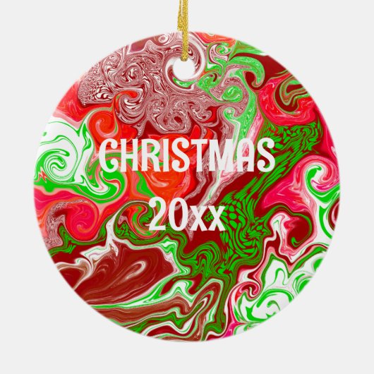 Moderne kerstbomen met fluïde kunst in landen keramisch ornament (Achterkant)