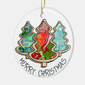 Moderne kerstbomen met fluïde kunst in landen keramisch ornament (Links)