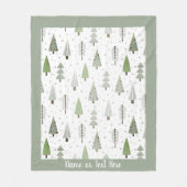 Moderne kerstbomen met handschrift Groen Fleece Deken (Voorkant)