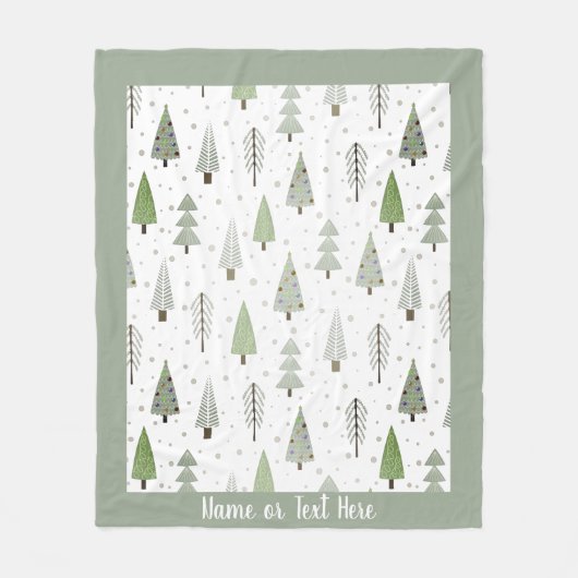Moderne kerstbomen met handschrift Groen Fleece Deken (Voorkant)