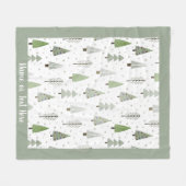 Moderne kerstbomen met handschrift Groen Fleece Deken (Voorkant (Horizontaal))
