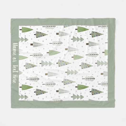 Moderne kerstbomen met handschrift Groen Fleece Deken (Voorkant (Horizontaal))