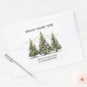 Moderne kerstbomen met lichtkaarslabels vierkante sticker (Envelop)
