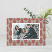 Moderne kerstbomen met Lijst 4 Foto Happy Feestdagenkaart (Staand voorkant)