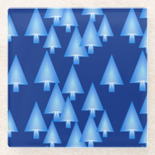 Moderne kerstbomen met metaal - Donkerblauw Glazen Onderzetter