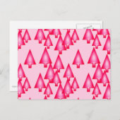 Moderne kerstbomen met metaal - fuchsia roze feestdagenkaart (Voorkant / Achterkant)