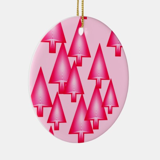 Moderne kerstbomen met metaal - fuchsia roze keramisch ornament (Rechts)