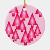 Moderne kerstbomen met metaal - fuchsia roze keramisch ornament (Voorkant)