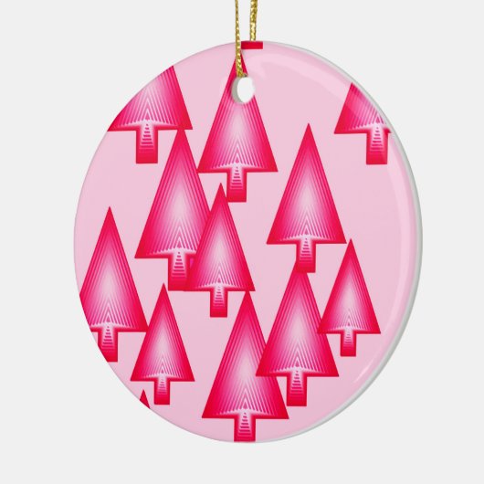 Moderne kerstbomen met metaal - fuchsia roze keramisch ornament (Links)