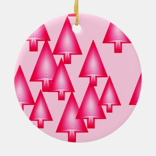 Moderne kerstbomen met metaal - fuchsia roze keramisch ornament (Achterkant)