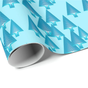 Moderne kerstbomen met metaal - hemelblauw cadeaupapier