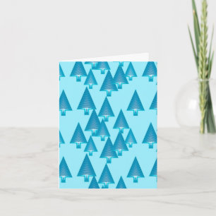 Moderne kerstbomen met metaal - hemelblauw feestdagen kaart